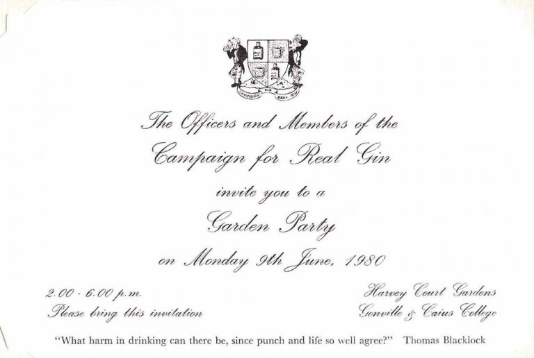 invitation to CRG Garden Party 1980