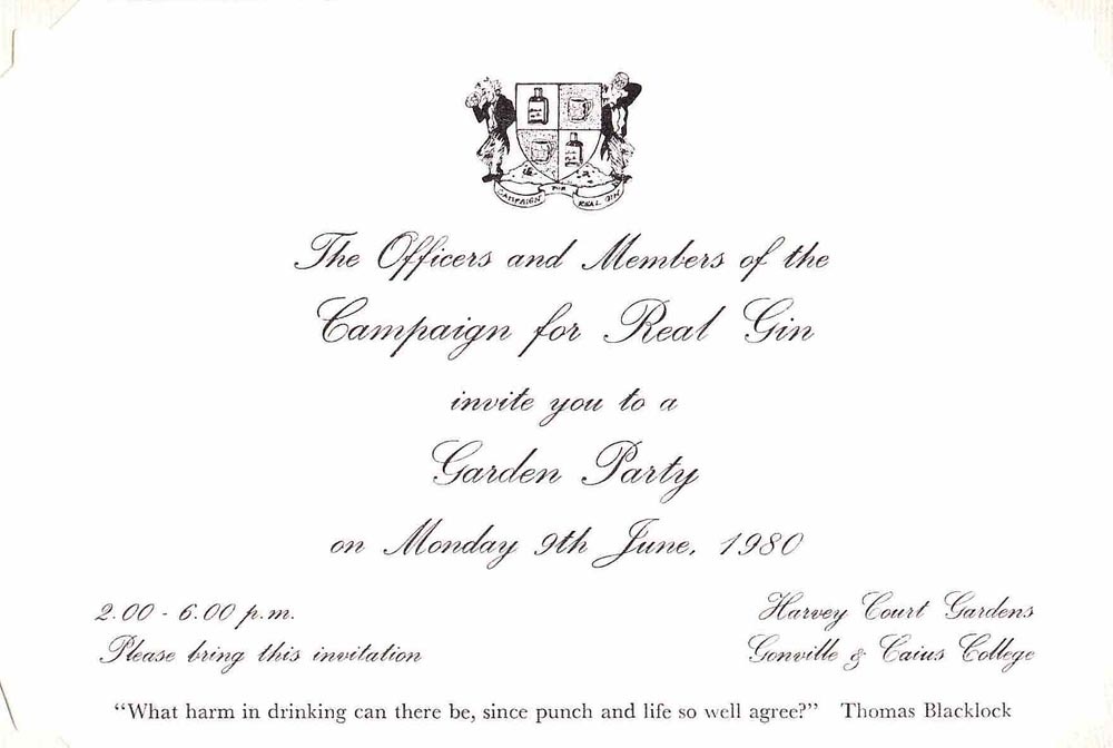 invitation to CRG Garden Party 1980