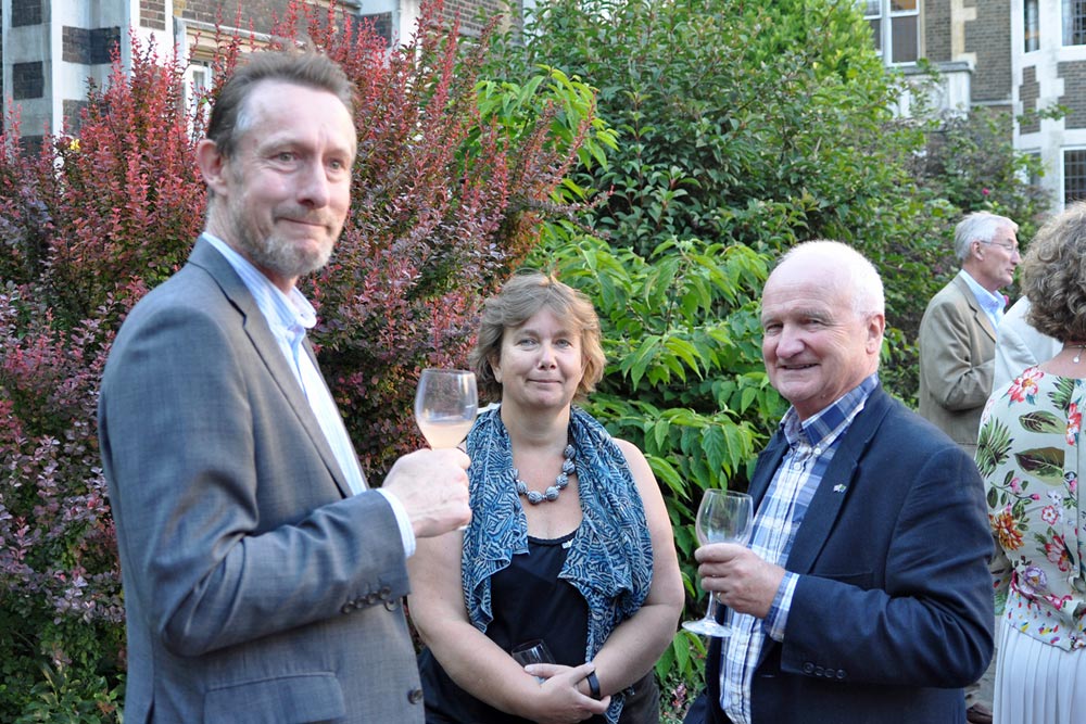 TDT officers Dan Cook Janet Chapman Jonathan Pace at 2018 CRG garden party