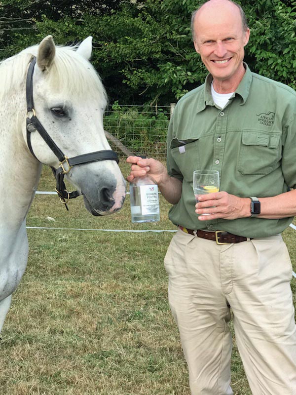 Magnus Eriksson with pony Dave and Roaring Forties gin