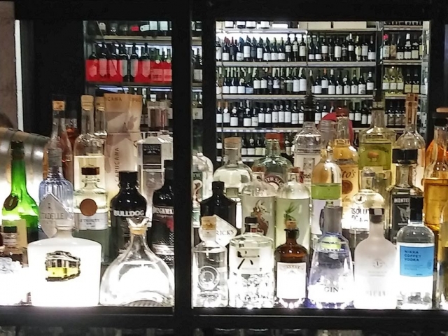 Gin brands at Time Out market bar, Lisbon