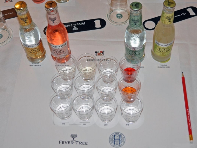 Gins and tonics at the ready, Campaign for Real Gin tasting, Athenaeum Club November 2018