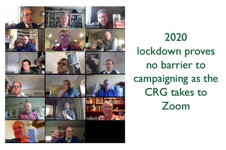 Campaign for Real Gin members participating in Zoom meeting